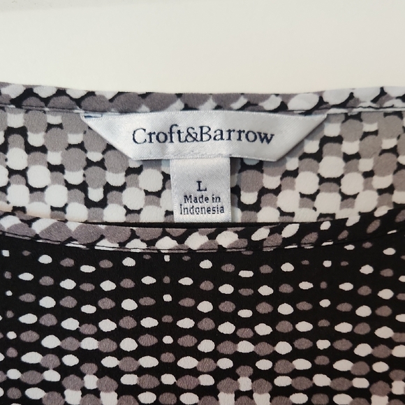 Womens Croft & Barrow Polka Dot Textured Blouse Size Large - Picture 3 of 5
